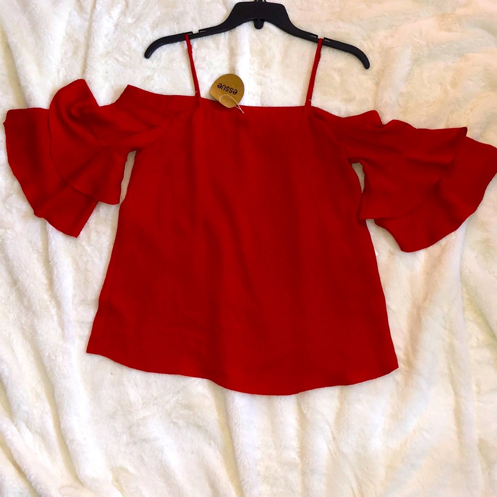 Eddie red spaghetti strap blouse, new